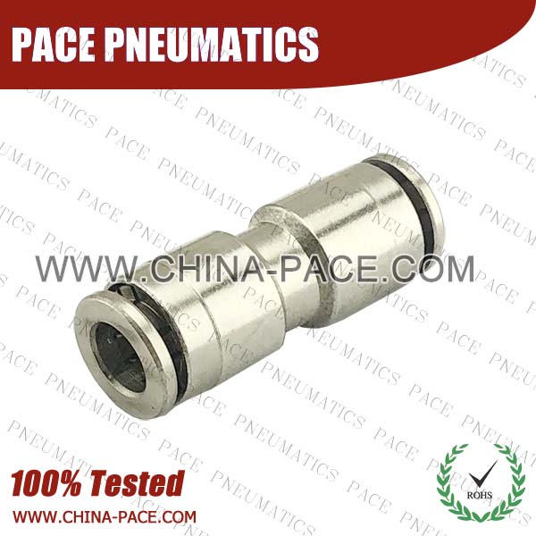 Union Straight Nickel Plated Brass Push To Connect Fittings, All Metal Push To Connect Fittings, All Brass Push In Fittings, Camozzi Type Brass Pneumatic Fittings
